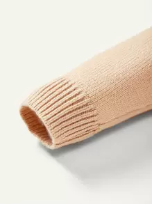 男嬰小熊刺繡前口袋針織連身褲 - 杏色 - 查看 4