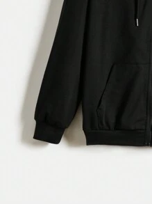 ROMWE Kawaii Sudadera con estampado de calavera y decoración de rhinestones para mujer talla grande - Negro - Ver 4