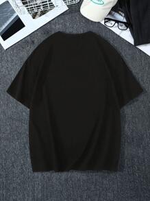 Extended Sizes 男士大码卡通圖案T恤 - 黑色 - 查看 2