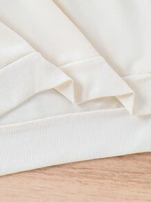 SHEIN Tween Girl Lace Up Front Drop Shoulder Hooded Sweatshirt Dress - Apricot - View 4