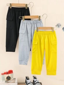 Baby Boy 3pcs Flap Pocket Side Cargo Pants - Multicolor - View 1