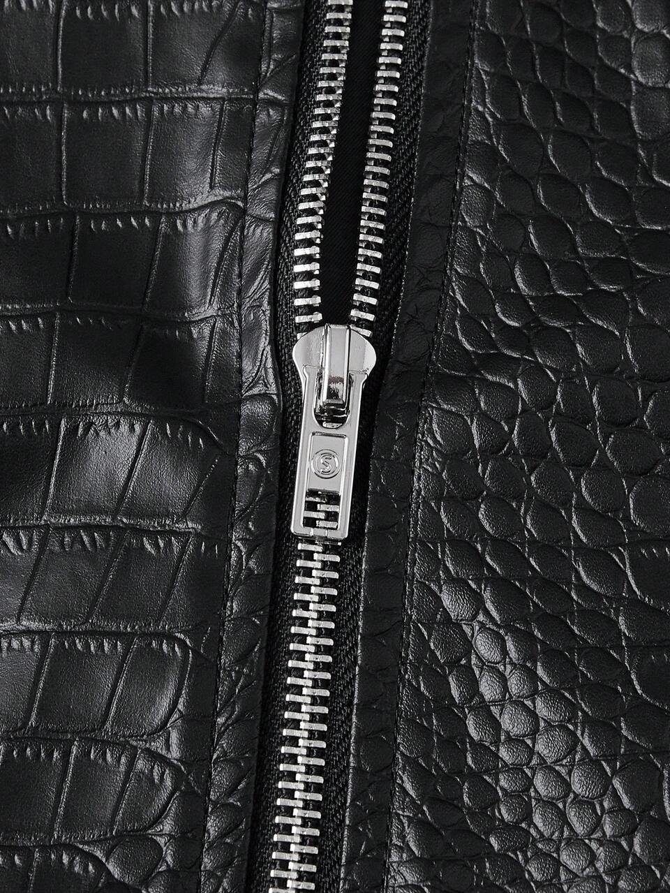 Loose Fit Men's Crocodile Pattern Jacket With Flap Pockets, For Fall Winter