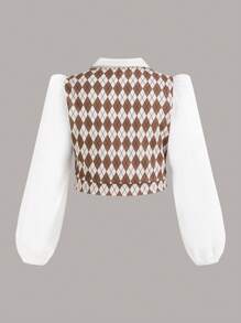 SHEIN MOD 大碼菱形印花假兩件襯衫 - 彩色 - 查看 2