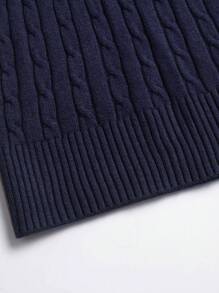 Men Turtleneck Cable Knit Sweater - Blue - View 7