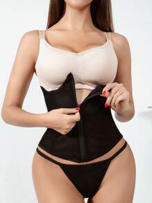 Set Korset Wanita Lace Up Garment Eyelets Tie Back Plain - Hitam - View 5