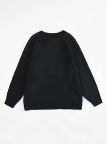 Flirla Pull oversize à motif slogan et dessin animé, tricot d'automne et d'hiver - Multicolore - Voir 2