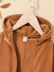 SHEIN 男小童翻蓋口袋連帽搖粒絨外套