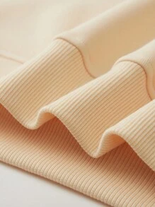 Manfinity EMRG 1 Miếng Nam Đồ họa hoa & khẩu hiệu Túi kangaroo Dây rút Áo hoodie ấm áp - Màu be - Xem 3