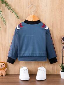 Baby Girl Cartoon & Letter Graphic Bomber Jacket - Multicolor - View 2