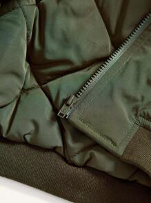 Baby Boy Zip Up Quilted Padded Coat - Army Green - View 4