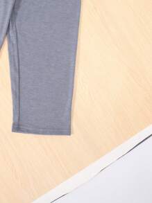 SHEIN Young Boy Contrast Piping Pocket Patched PJ Set - Blue - View 7