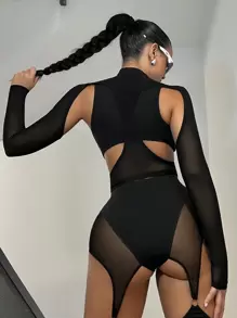 SHEIN ICON Cut Out Front Mesh Top