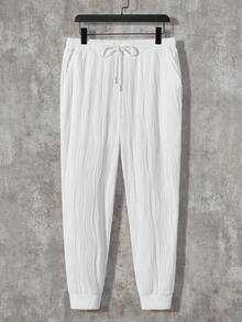 GENTILAND Nam Chất rắn Hoodie & Eo dây rút Quần thể thao - trắng - Xem 6