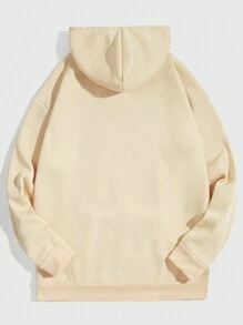 ROMWE MEN Street Life Men's Hooded Sweatshirt With Spider & Text Print And Drawstring, Halloween - Apricot - View 2