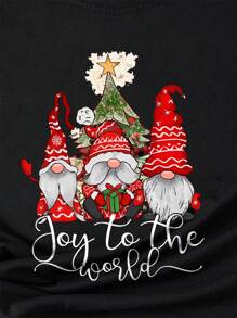 SHEIN EZwear Camiseta con estampado de Navidad - Negro - Ver 3