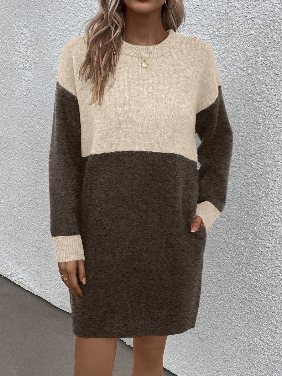 SHEIN LUNE Hai âm Thả vai Đầm Áo len - Nhiều màu - Xem 1