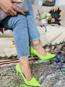 Women's High Heels Elegant Solid Color Pumps - Green - View 1