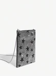 SHEIN ICON Mini閃爍鑽石裝飾的單肩包 - 黑色 - 查看 3