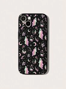 ROMWE Goth Funda para móvil con dibujos animados de cráneo & estampado de fantasma - Multicolor - Ver 1