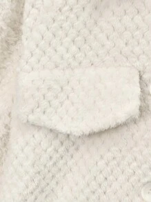 SHEIN Unity 翻蓋細節落肩袖法蘭絨夾克 - 杏色 - 查看 4