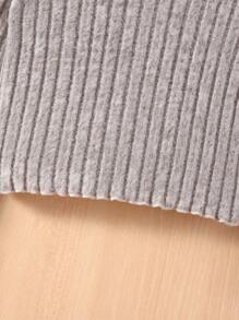 SHEIN Cô Gái Trẻ Viền Ruffle Cổ giả Áo thun & Quần ống loe - Xám - Xem 3