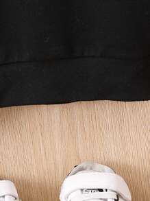 Baby Boy Letter & Spider Web Print Sweatshirt - Black - View 4