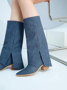 時髦和流行女性靴子 - 藍色 - 查看 3