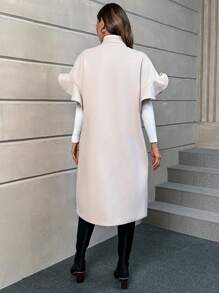 SHEIN Privé Abrigo unicolor con botón tweed - Albaricoque - Ver 2