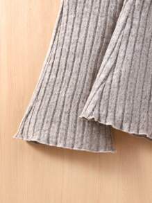 SHEIN Cô Gái Trẻ Viền Ruffle Cổ giả Áo thun & Quần ống loe - Xám - Xem 6