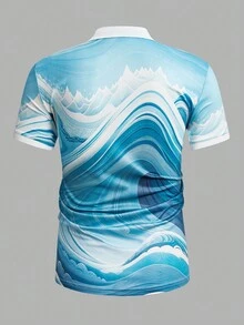 Manfinity Homme Nam Khối màu Áo polo Với Mô hình sóng Vòng cổ - Nhiều màu - Xem 2