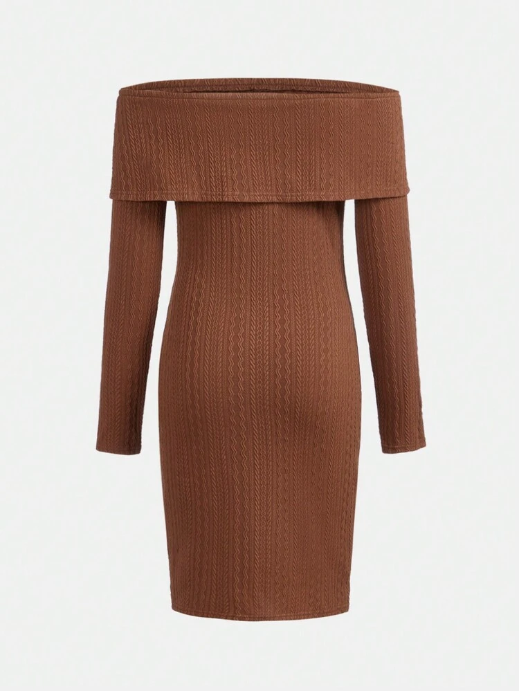 Teen Girls' Knitted Jacquard Off Shoulder Dress