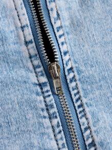 SHEIN ICON Patchwork Tube Denim Dress - Light Wash - View 4