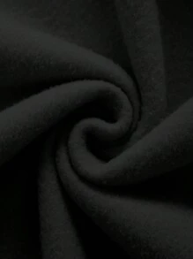 SHEIN EZwear 字母圖案加絨內裏運動衫 - 黑色 - 查看 4