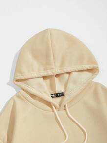 ROMWE MEN Street Life Men's Hooded Sweatshirt With Spider & Text Print And Drawstring, Halloween - Apricot - View 4