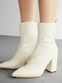 SheIn BIZ Fashionable Pointed Toe Versatile Women's Boots - Beige - View 4