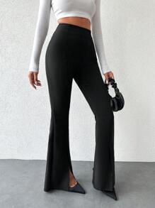 EURMUSE Split Hem Flare Leg Pants