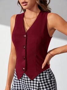 SHEIN Tall Solid Button Front Vest Blazer In Fall/Winter