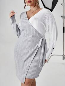 SHEIN Privé Hơn Hai âm Bọc Nút ven Thả vai Đầm - Nhiều màu - Xem 6