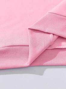 SHEIN EZwear Plus Slogan Graphic Thermal Lined Sweatshirt - Baby Pink - View 5