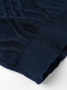 Manfinity Homme Hombres Jersey tejido de cable botón cuarto - azul real - Ver 8