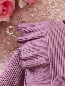 Baby Girls' Ruffle Trimmed Bowknot & Flower Printed Dress - White - View 5