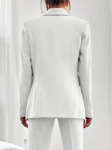 EURMUSE Shawl Collar Single-button Suit Jacket - White - View 2