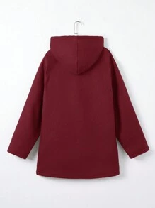 SHEIN EZwear Plus Dual Pocket Teddy Lined Hooded Coat, Winter Fall Autumn