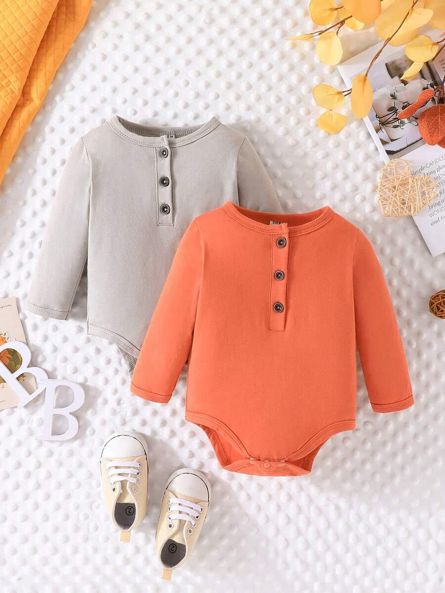 Đứa bé trai 2 Miếng Nút Nửa Áo liền quần chặt - Nhiều màu - Xem 1