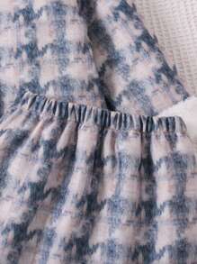 SHEIN Young Girl Borg Collar Button Up Thermal Jacket & Skirt