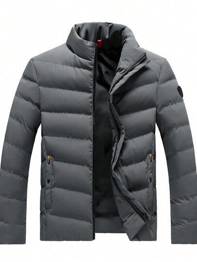 Manfinity Homme Men's Loose Fit Zip Up Padded Coat, Men Winter Jacket, Men Outerwear, Jacket For Men