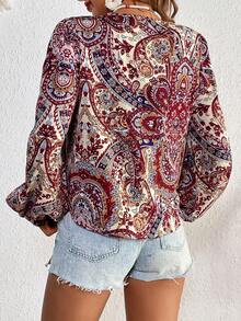 SHEIN VCAY In hoa Paisley Tay áo lồng đèn Áo sơ mi - Nhiều màu - Xem 2