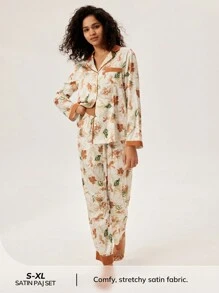 LUVLETTE Conjunto de pijama de satén - Multicolor - Ver 1