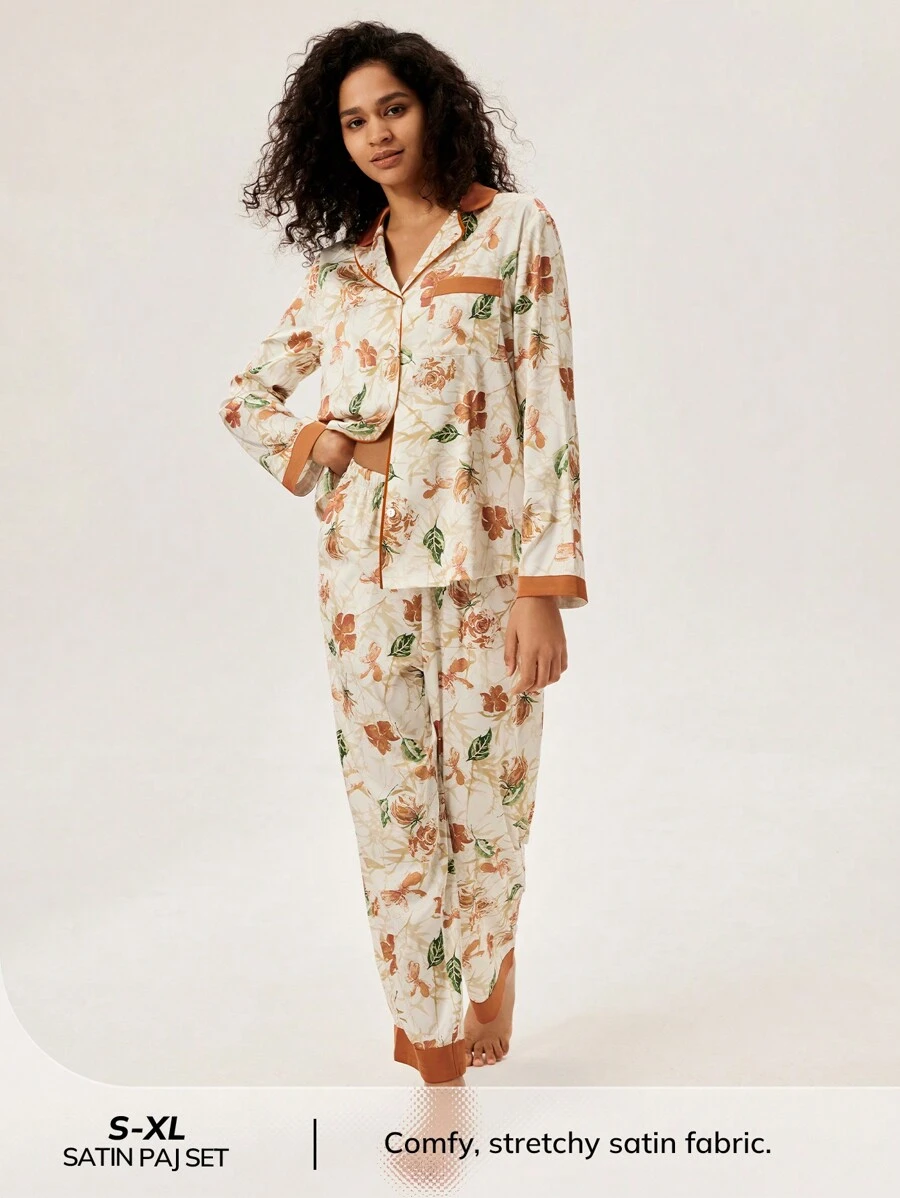 LUVLETTE Conjunto de pijama de satén - Multicolor - Ver 1
