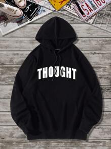 Manfinity EMRG Men's Plus Size Hoodie With Slogan Print - Black - View 2